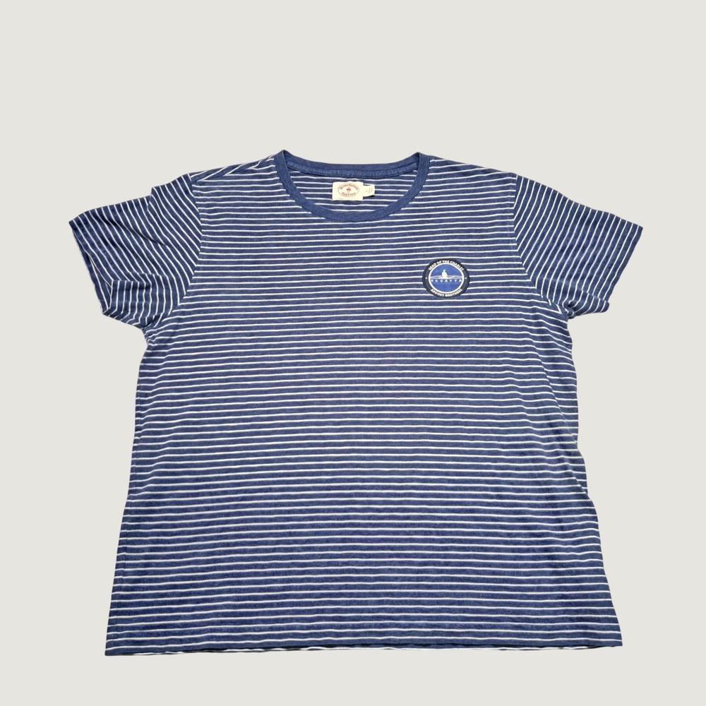 Brooks Brothers Red Fleece T-Shirt Womens L Blue Striped Regatta Patch Good